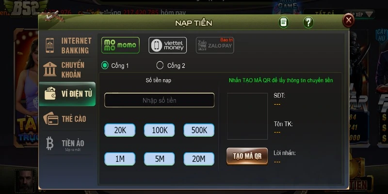 Chọn phương thức nạp tiền tại B52 Club phù hợp đối với người chơi