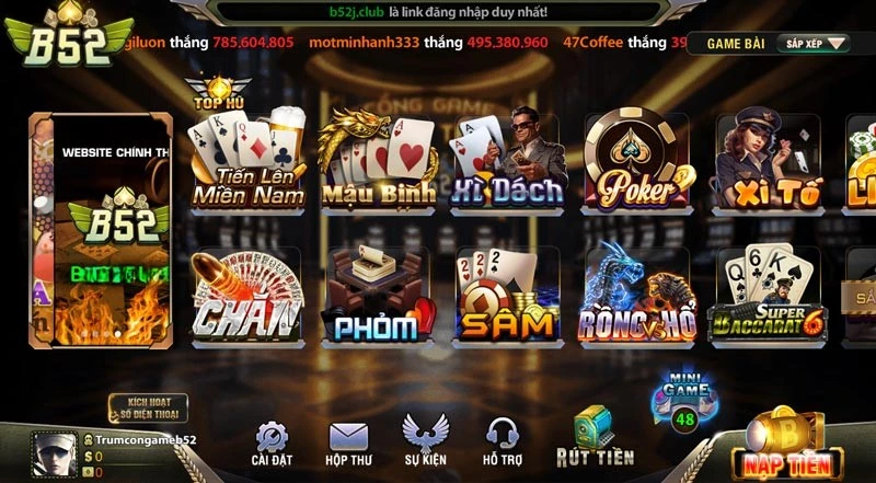 Khám phá kho game bài đổi thưởng cực đỉnh từ B52 Club