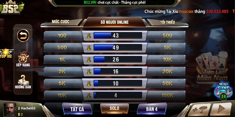 Kinh nghiệm chơi Tiến Lên Miền Nam B52 cần biết